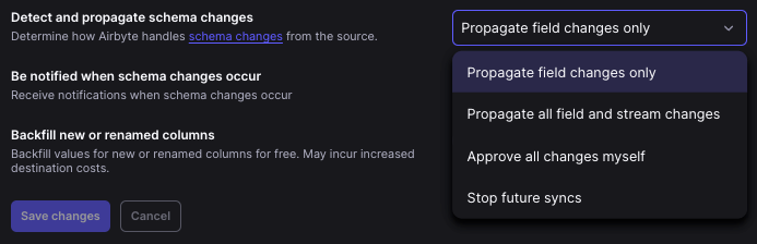 Schema Propagation Options